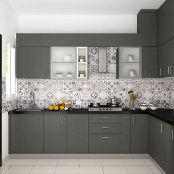 Budget Kitchen with Dark Grey Laminates